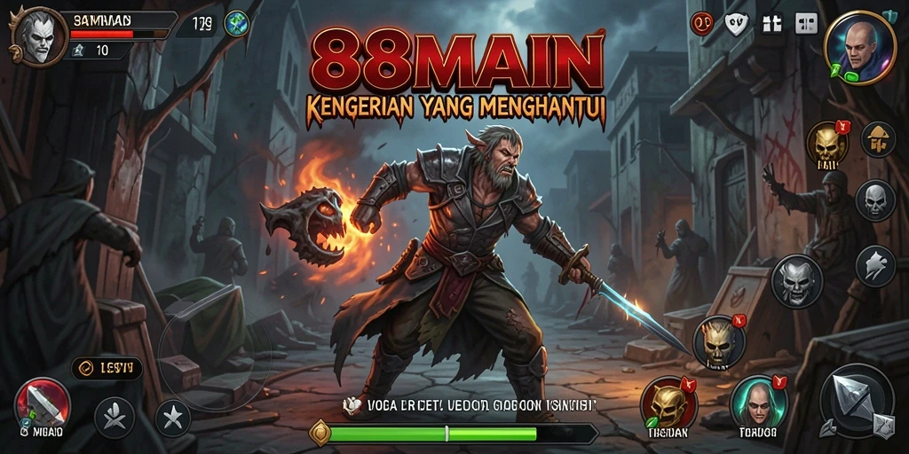 Screenshot gameplay 88MAIN menampilkan suasana Horror mencekam.