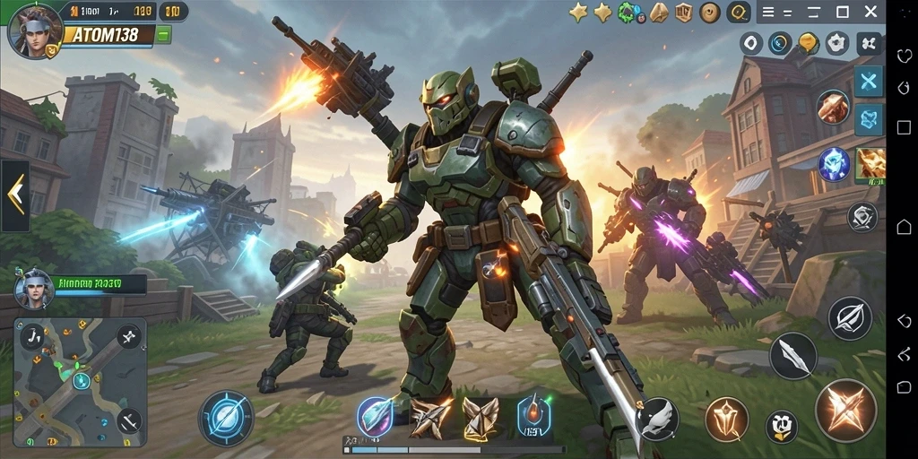 Screenshot gameplay ATOM138 menunjukkan aksi strategi yang seru.
