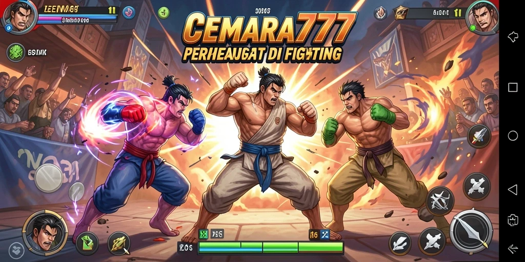 Tampilan aksi seru dalam gameplay Fighting CEMARA777.