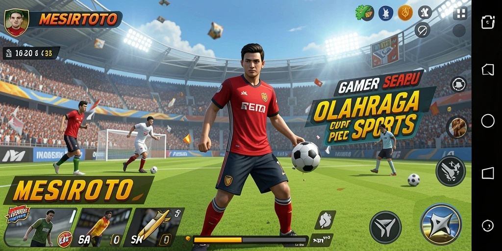 Tampilan utama gameplay <strong>MESIRTOTO</strong> dengan aksi olahraga yang seru.