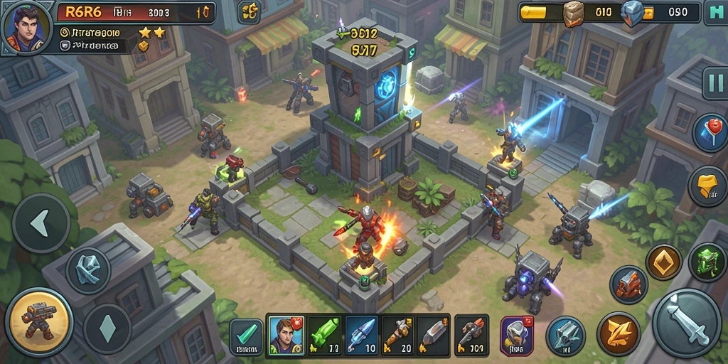 Screenshot R6R6 menampilkan aksi seru dalam Tower Defense yang mendebarkan.