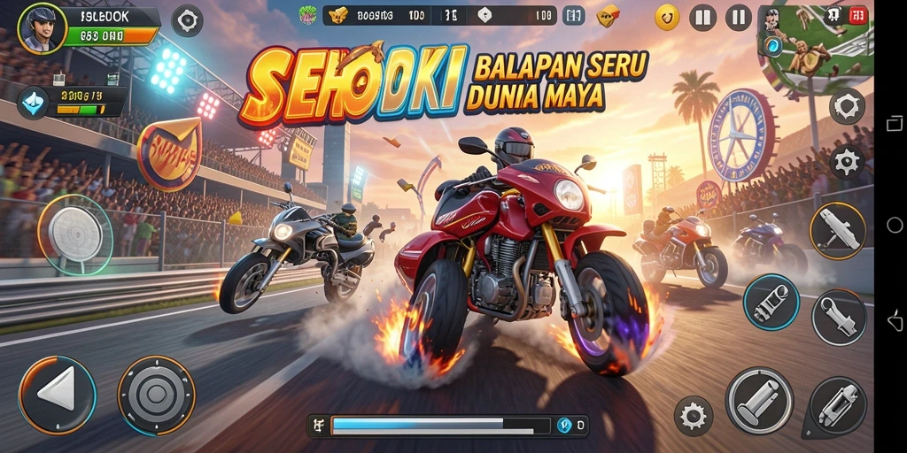 Gameplay seru SEHOKI dengan mobil balap dan trek yang menarik.