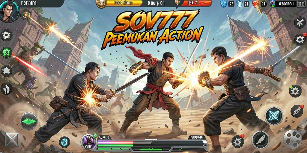 Tangkapan layar utama dari gameplay SOV777 yang menampilkan aksi pertarungan yang intens.