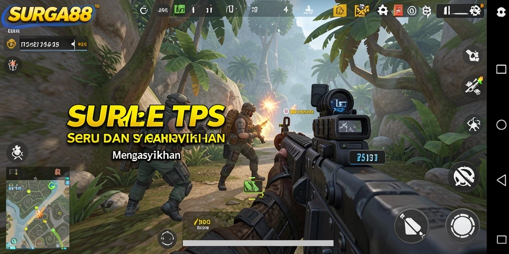 Tampilan gameplay SURGA88 menampilkan aksi tembak-menembak yang mendebarkan.