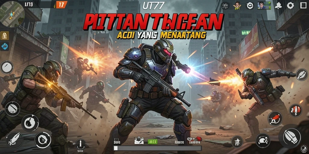 Tangkapan layar dari gameplay seru UT77 dengan pertarungan intens.